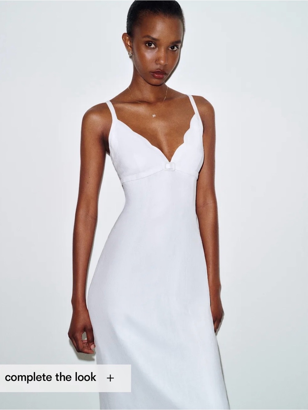 Reformation White Scalloped V-Neck Slip Maxi Dress